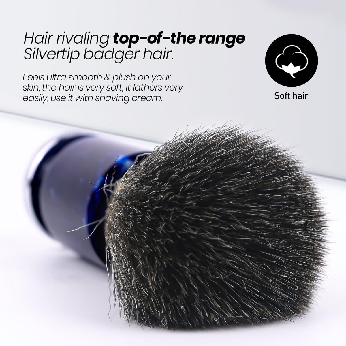 Doladaes Shaving Brush for Men, Shave Brush soft and dense, Stainless Steel Handle,Ultra-Strong Nut Structure,Minimal Shedding, Fast Lather,The best shave of your life! Blue Pearl