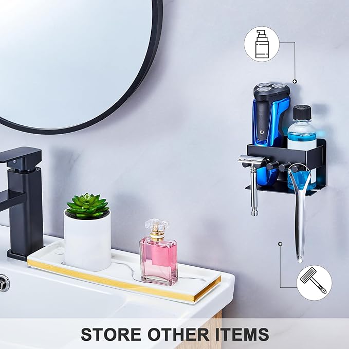 Electric Toothbrush Head Holder, Electric Toothbrush Holders Wall Mounted, Electric Head Holder, Brush Head Storage, Brush Head Holder Toothpaste Holder for Bathrooms (Black)