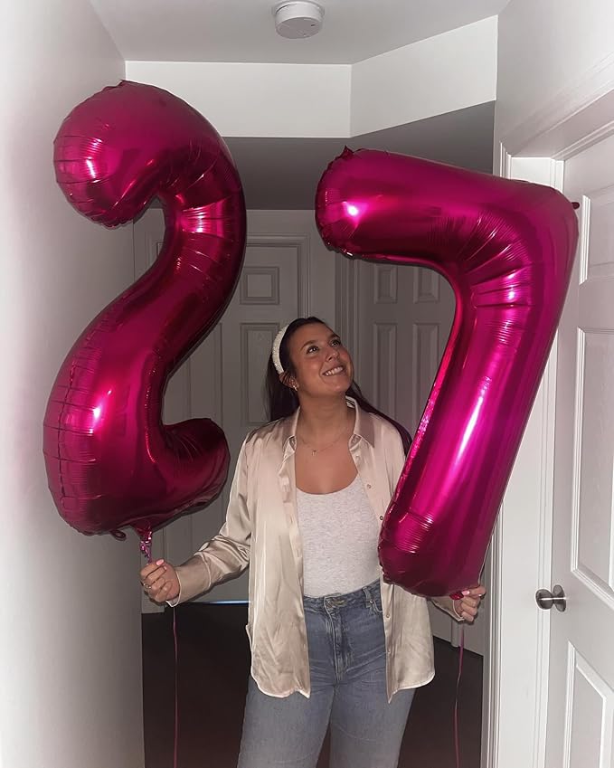 Hot Pink Number 7 Balloon 40 Inch, 7 Balloon Number, 7th Birthday Decorations, Hot Pink Party Supplies for Boys Girls