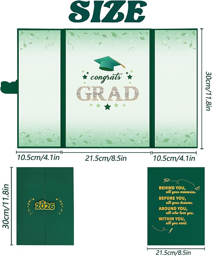 Vlipoeasn 2026 Graduation Guest Book Alternative, Green Gold Class of 2026 Graduation Party Decorations, Graduation Signature Book for 2026 College High School, Unique Graduation Gifts for Friends