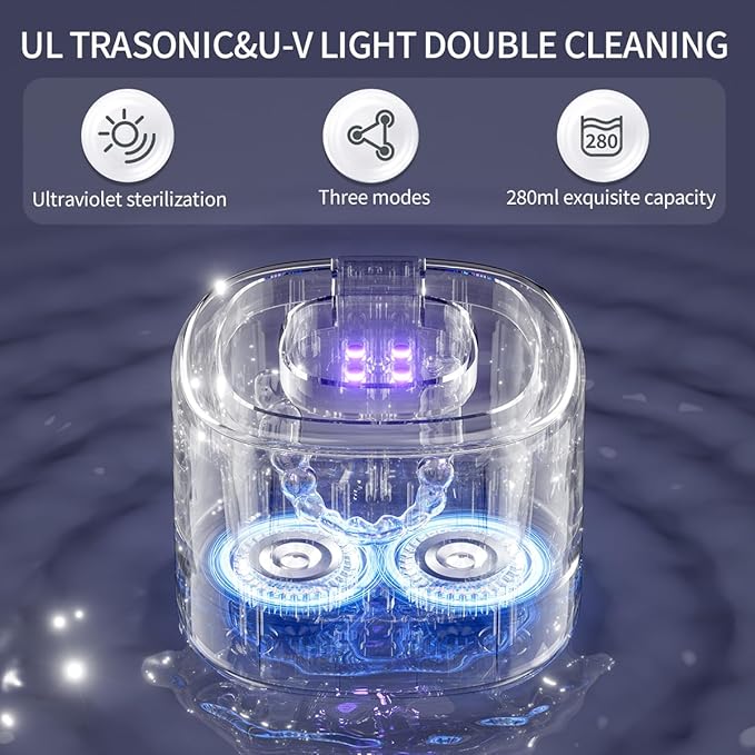 Ultrasonic denture cleaner, Retainer Cleaner Machine for Dentures, Mouth Guards, Braces, Toothbrush Heads, Jewelry, 45kHz Retainer Cleaning, 3 Modes for All Denture Appliances (Black)