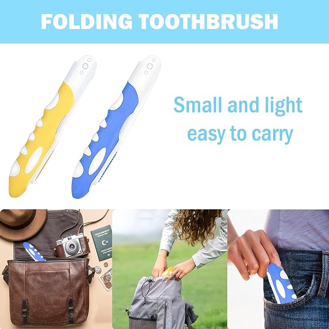 2-Pack Folding Travel Toothbrushes – Soft Bristle, Compact & Portable Toothbrush for Camping, Hiking, Business Trips & Daily Use