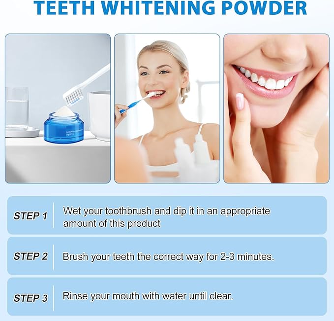 Teeth Whitening Powder, Natural Teeth Whitener, Teeth Whitening Powder Toothpaste, Instant Teeth Whitening and Stain Removal, Fresh Breath (2PCS)
