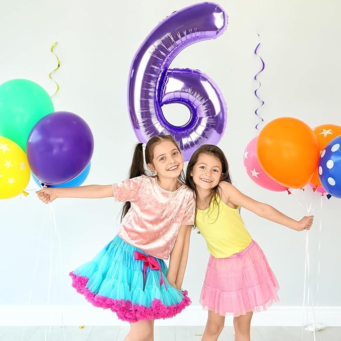 Purple Number Balloons, 40 Inch Purple Balloon 7.7 Helium Balloon 7th Birthday for 7 Years Birthday Decoration Children Girls Boys