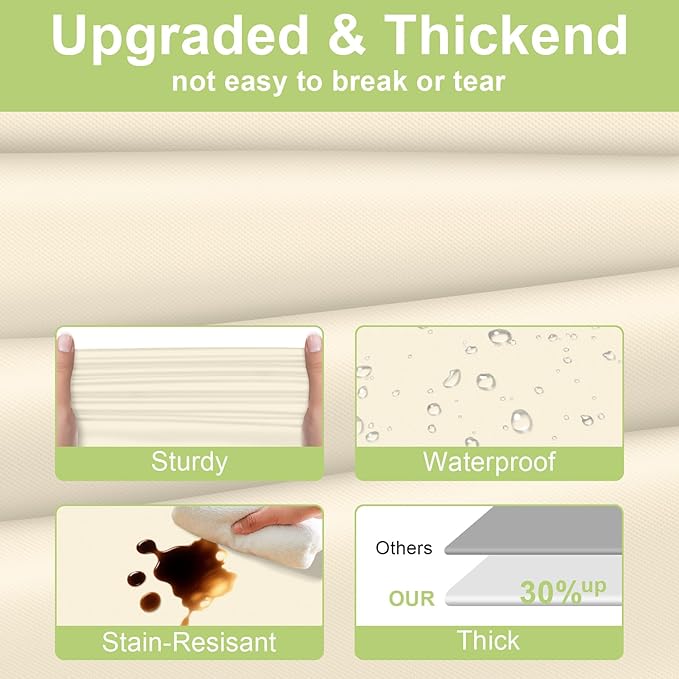 QIKSION Ivory Plastic Table Cloth Disposable 12 Pack, 54 x 108 Inch Beige Tablecloths for Party, Baby Shower, Harvest, Fall, Thanksgiving Decorations, Cream Rectangle Table Cover