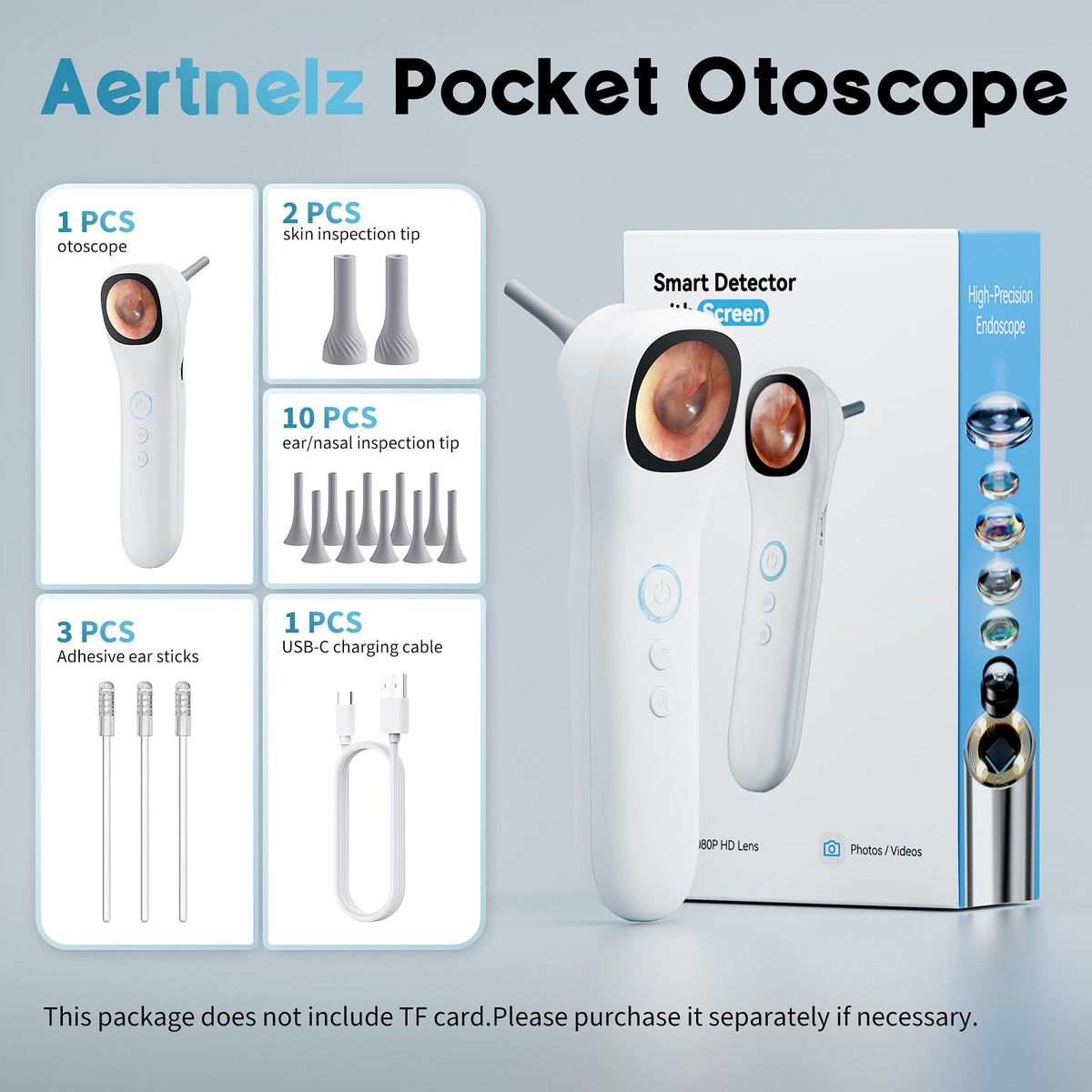 Otoscope Ear Camera with 1.21” Screen, 1080P Ear Scope with 4 LED Lights, Otoscope Camera for Adults Kids and Pets, Support Photo & Video, Type-C Charging with Computers, Baby Essentials, Home Medical