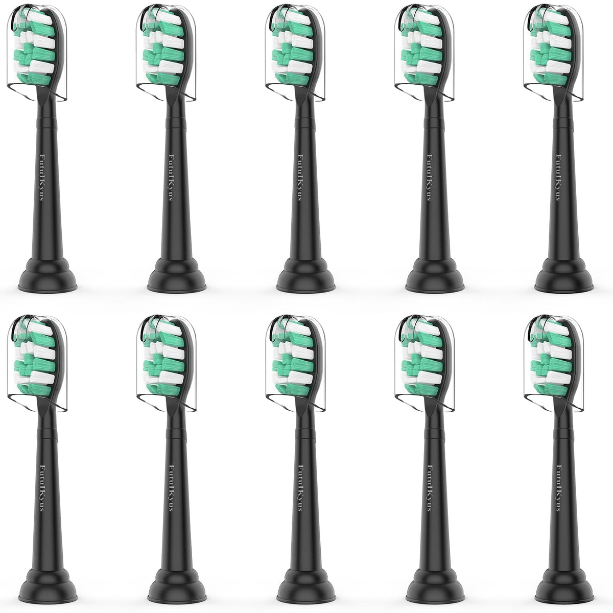 Toothbrush Replacement Brush Heads for Philips Sonicare C1 C2 ProtectiveClean 4100 5100 5300, Electric Sonic Tooth Refill Head Plaque Control, 10 Pack, Black