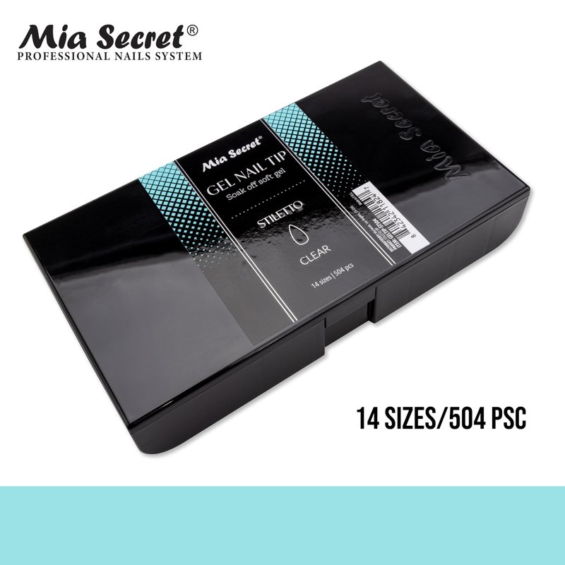 Mia Secret Soak off CLEAR Soft Gel Nail Tip MADE IN USA for Salon and DIY (Clear 504 Tips, Stiletto)