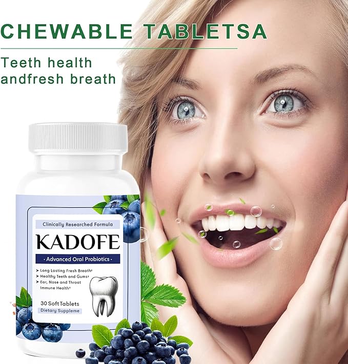 Oral Probiotics for Teeth and Gums & Fresh Breath - Gum Restore & Bad Breath Treatment for Adults |3.5 Billion Advanced Oral Probiotics for Bad Breath, Chewable 30 Tablets (Avocado-1pcs)