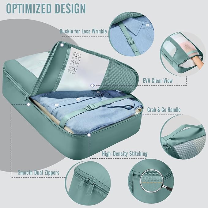Veken 10 Set Packing Cubes for Travel Essentials, Suitcase Organizer Bags in 4 Sizes, Carry-On Luggage Accessories with Large Laundry Bag & Passport Holder, Must-Have for Airplane, Road Trip & Camping