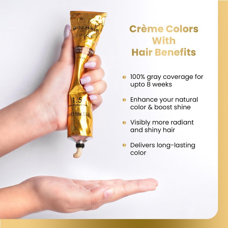 MOEHAIR Hair Coloring Kit | 6N Permanent Hair Color (Dark Blonde), 20 Volume Developer 6%, Coloring Brush, Gloves & Mixing Bowl | Keratin Infused Color | 100% Gray Coverage | Adds Shines & Softness