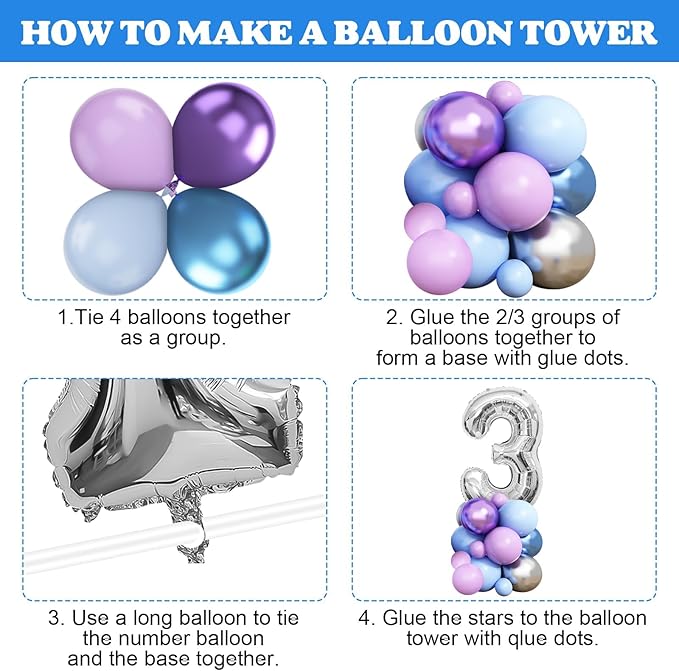 Snow 3rd Birthday Decorations Girl, Snowflake Balloon Garland Arch Kit, Laser Explosion Star Balloons, Silver Number 3 Balloon Tower for Baby Shower Girls 3rd Snow Theme Party Supplies