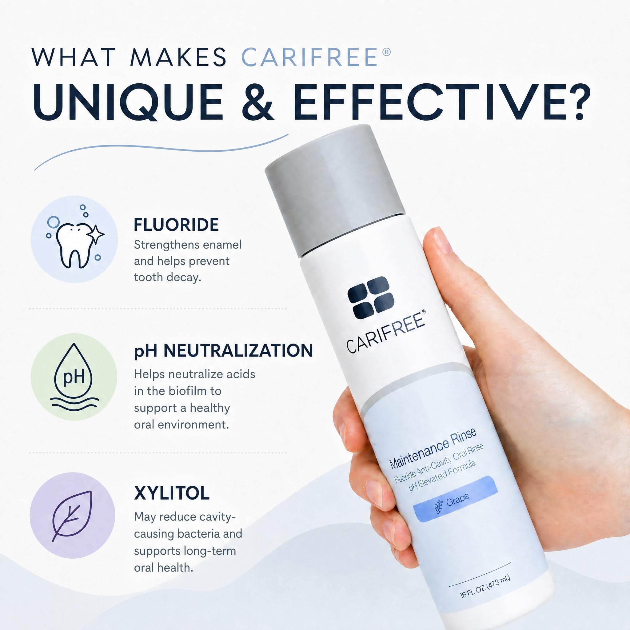 CariFree Maintenance Rinse, Grape Flavored, Anti-Cavity Fluoride Mouthwash, Dentist Recommended, Prevents Oral Decay, Freshens Breath, Alcohol-Free, Neutralizes pH (Previously CTx3)