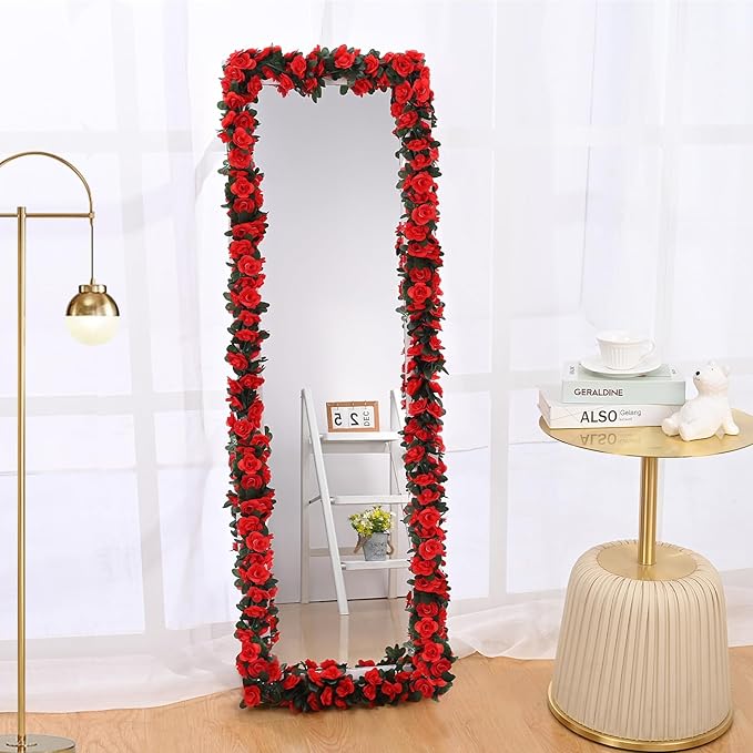 MARTINE MALL Flower Garland Vines, 12 Strands 99Ft for Bedroom, Rose Decoration, Floral Garland for Room Table Christmas Birthday Wedding Party Garden Wall Decor