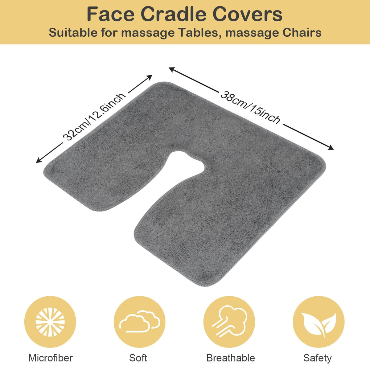 SINLAND Microfiber Reusable Face Cradle Covers,Grey,10 Pack