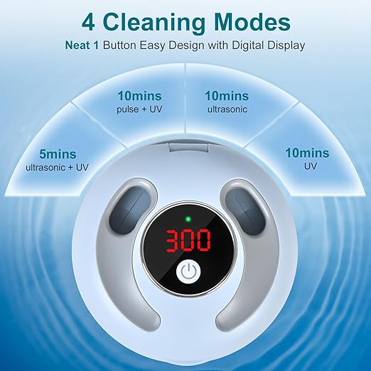 Ultrasonic Retainer Cleaner, Retainer Cleaner Machine Denture Cleaning Pod for Mouth Guards|Aligners|Braces|Toothbrush Heads|Jewelry, 45kHz with Digital Timer