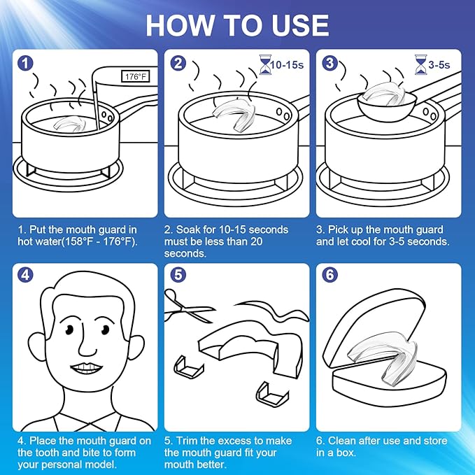 Mouth Guard for Grinding Teeth at Night, Neateeth Night Guards for Teeth Grinding & Clenching, Pack of 4 Dental Guards for Sleeping – 2 Sizes, Travel Case Included