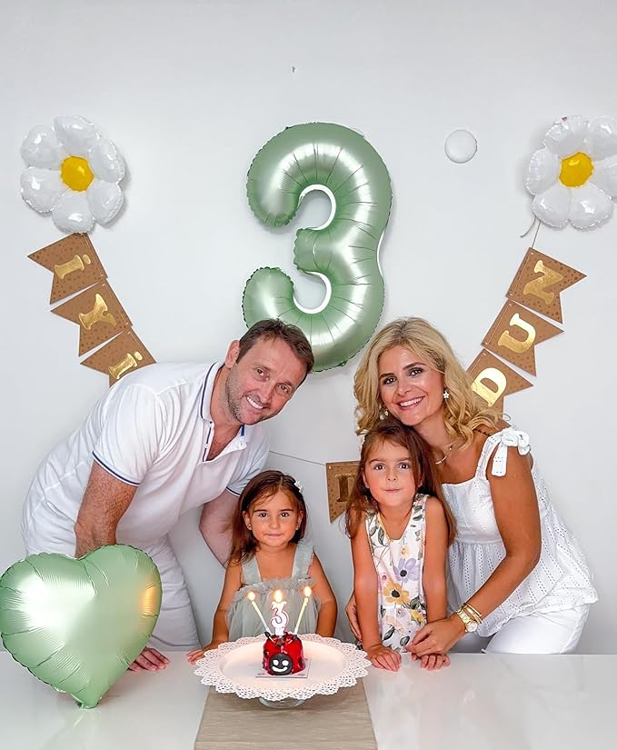 Sage Green Number 2 Balloon 40 Inch, 2 Balloon Number, 2nd Birthday Decorations for Baby Girls Boys Toddlers