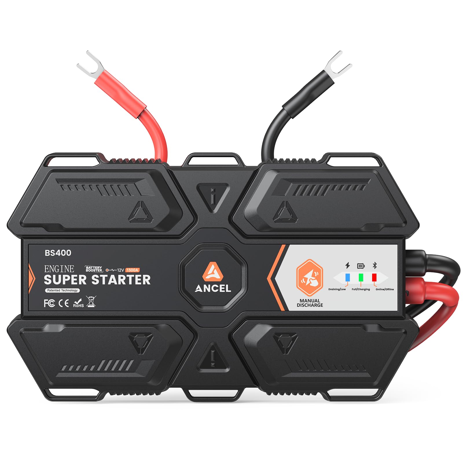 ANCEL BS400 Engine Super Starter - Permanently Connected Jump Starter with Super Capacitor, Proactive Car Battery Maintainer & S
