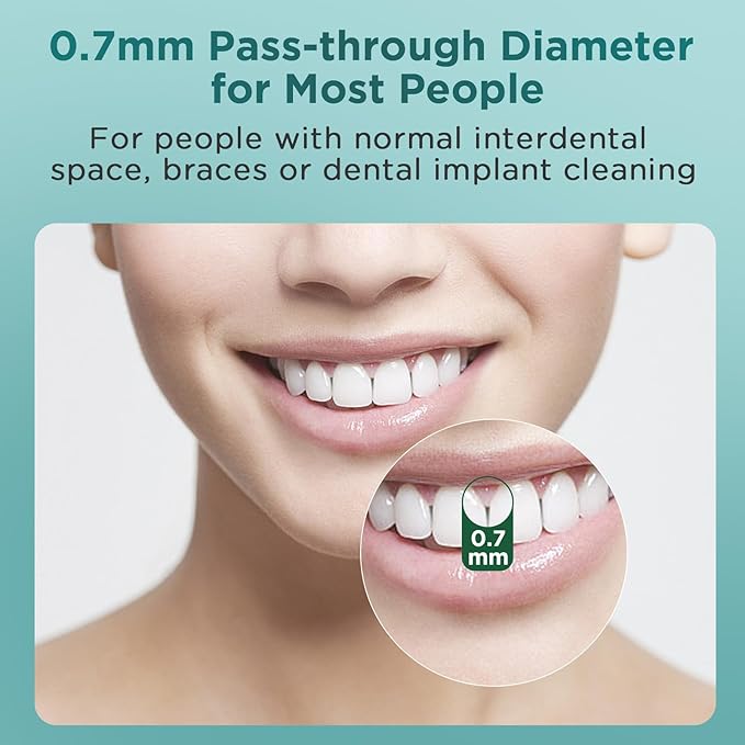 50 Count Angle Interdental Brushes for Braces, Tight(0.7mm), L- Shaped Interproximal Floss for Dental Plaque Removal Health