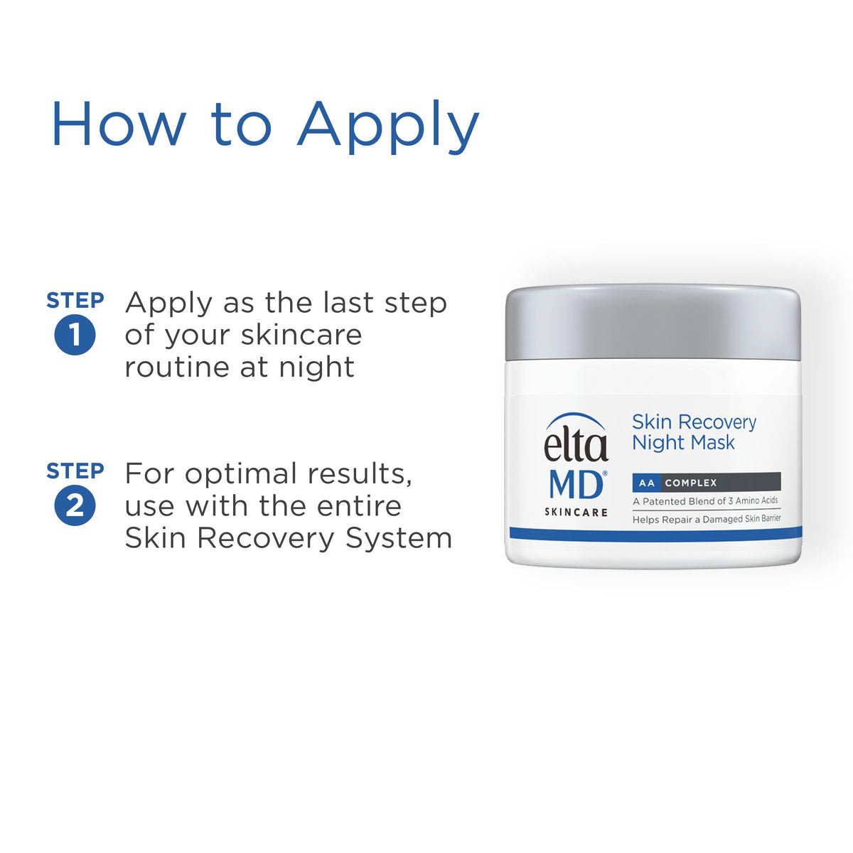 EltaMD Skin Recovery Overnight Face Mask, Moisturizer Cream Night Mask for Face & Neck, Safe for Sensitive Skin, 1.7 oz Jar