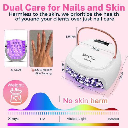 NAILGIRLS 80W UV LED Nail Lamp, Auto-Sensor LCD Display, UV Light for Gel Nails with 4 Timers Flash Cure for Gel Polish, Professional Nail Dryer Fast Curing Lamp Nail Art Tools for Women Girls