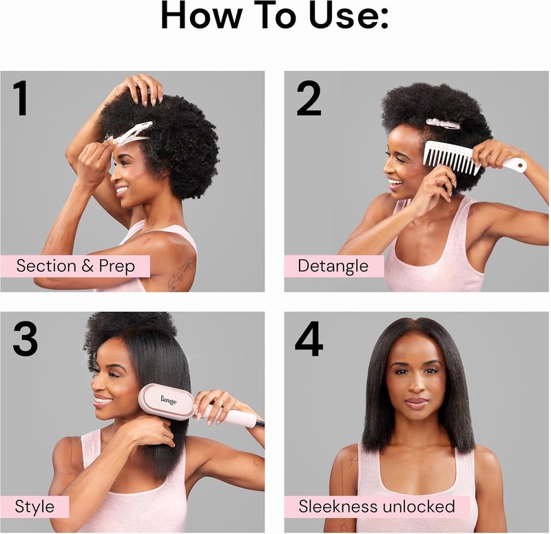 L'ANGE HAIR Mane Pass Straightening Hot Brush | Hair Straightening Brush with Ceramic Bristles & Negative Ion Technology | Adjustable Temp | Auto Shut-Off & Dual Voltage | (Blush)
