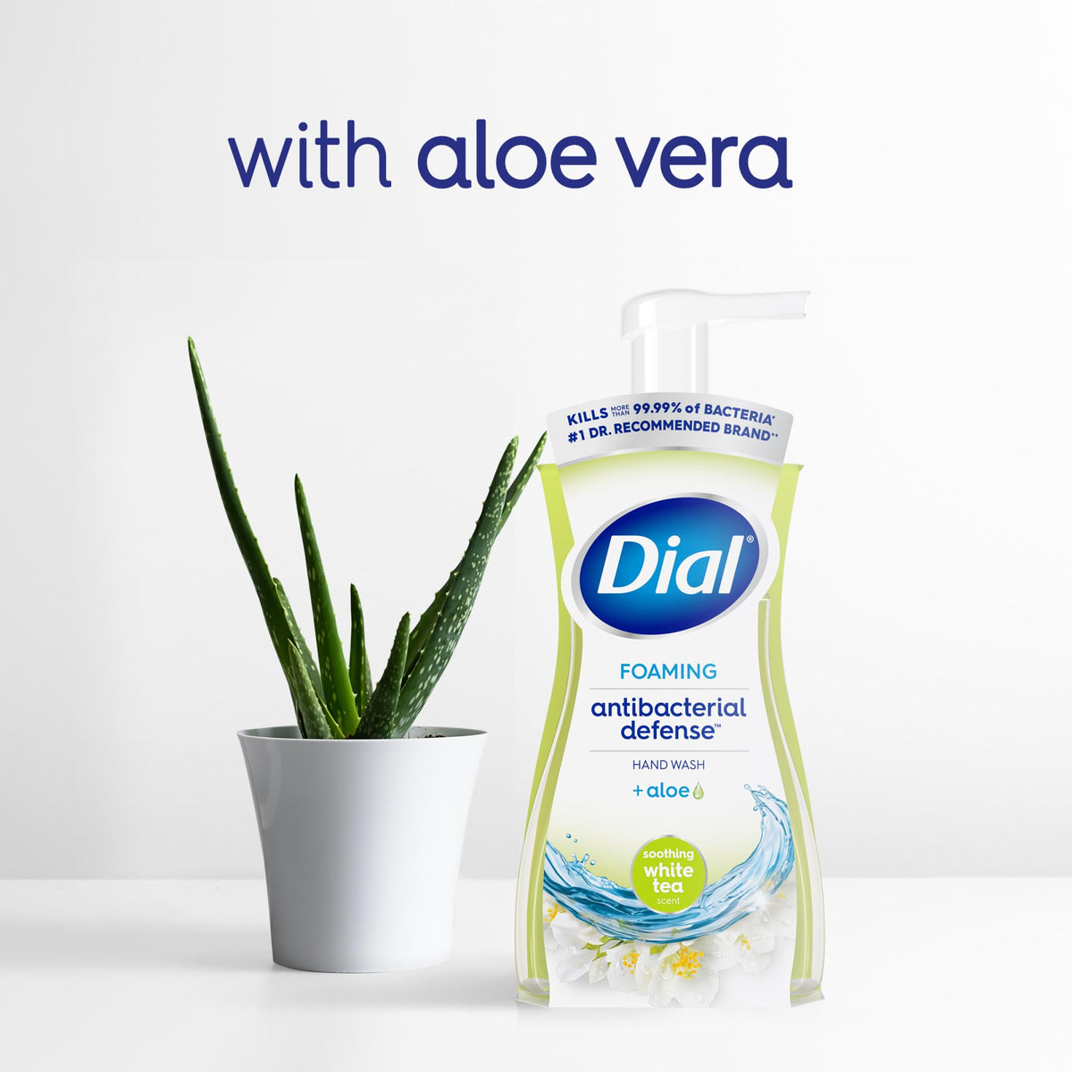Dial Antibacterial Defense Foaming Hand Soap + Aloe, Soothing White Tea, 30 Fl Oz Hand Soap Refill (Pack of 4), Dermatologist-Tested, Gentle on Skin