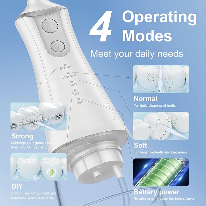 Electric Flosser Water Flosser Portable Dental Flosser Oral Cleaning (L11 White)