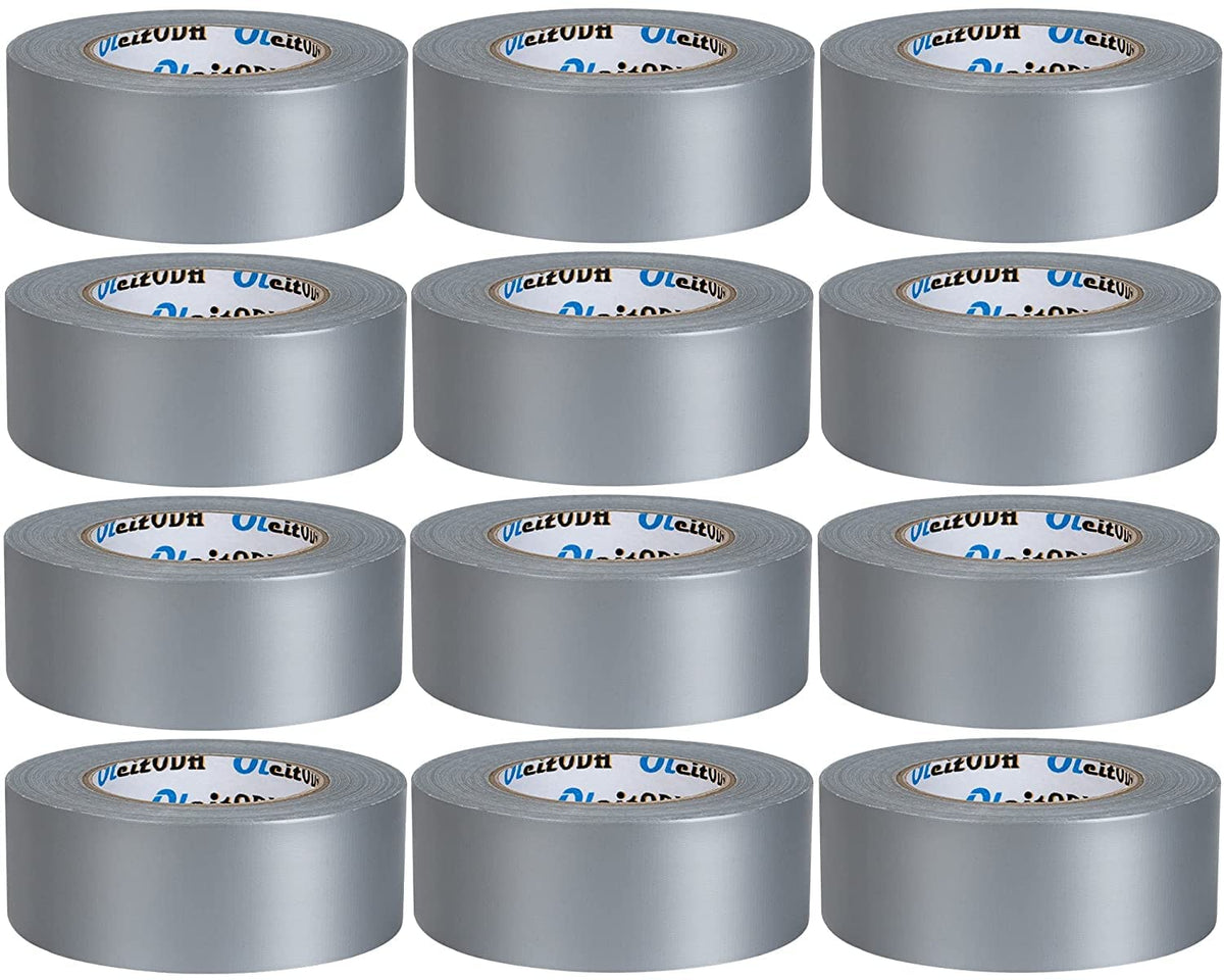 Oleitodh Silver Heavy Duty Duct Tape Bulk 12 Pack -2 inch 60 Yards Each,Strong No Residue, All-Weather, Tear by Hand, Waterproof Gray Tape for Indoor Outdoor Use,Multi Purpose Home Repair