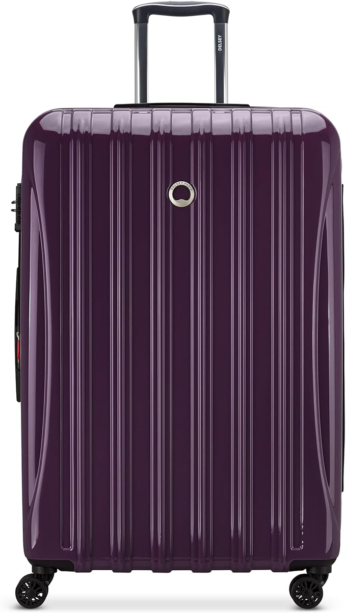 DELSEY PARIS Helium Aero Hardside Expandable Luggage with Spinner Wheels, Plum, Checked-Large 28 Inch