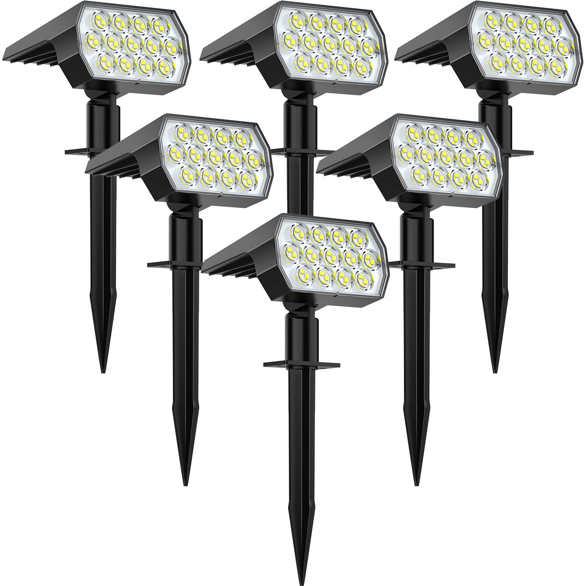 WELALO Solar Spot Lights Outdoor, [6 Pack/65 LED/3 Modes] Solar Landscape Spotlights, Solar Powered Christmas Halloween Lights, IP68 Waterproof Wall Lights for Walkway Yard Garden Driveway(Cool White)