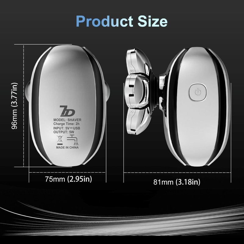 Head Shavers for Bald Men, Electric Razor for Bald Men, Waterproof Head Shavers, 3 in 1 Grooming Kit, 7D Rechargeable Rotary Shaver with Led Display