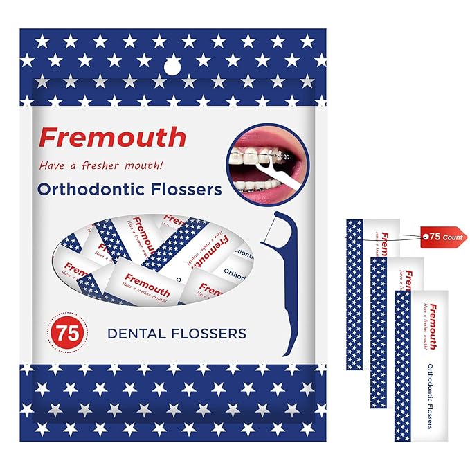 Individually Wrapped Orthodontic Flossers for Braces - Ortho Dental Floss Picks, 75 Count (Pack of 1)