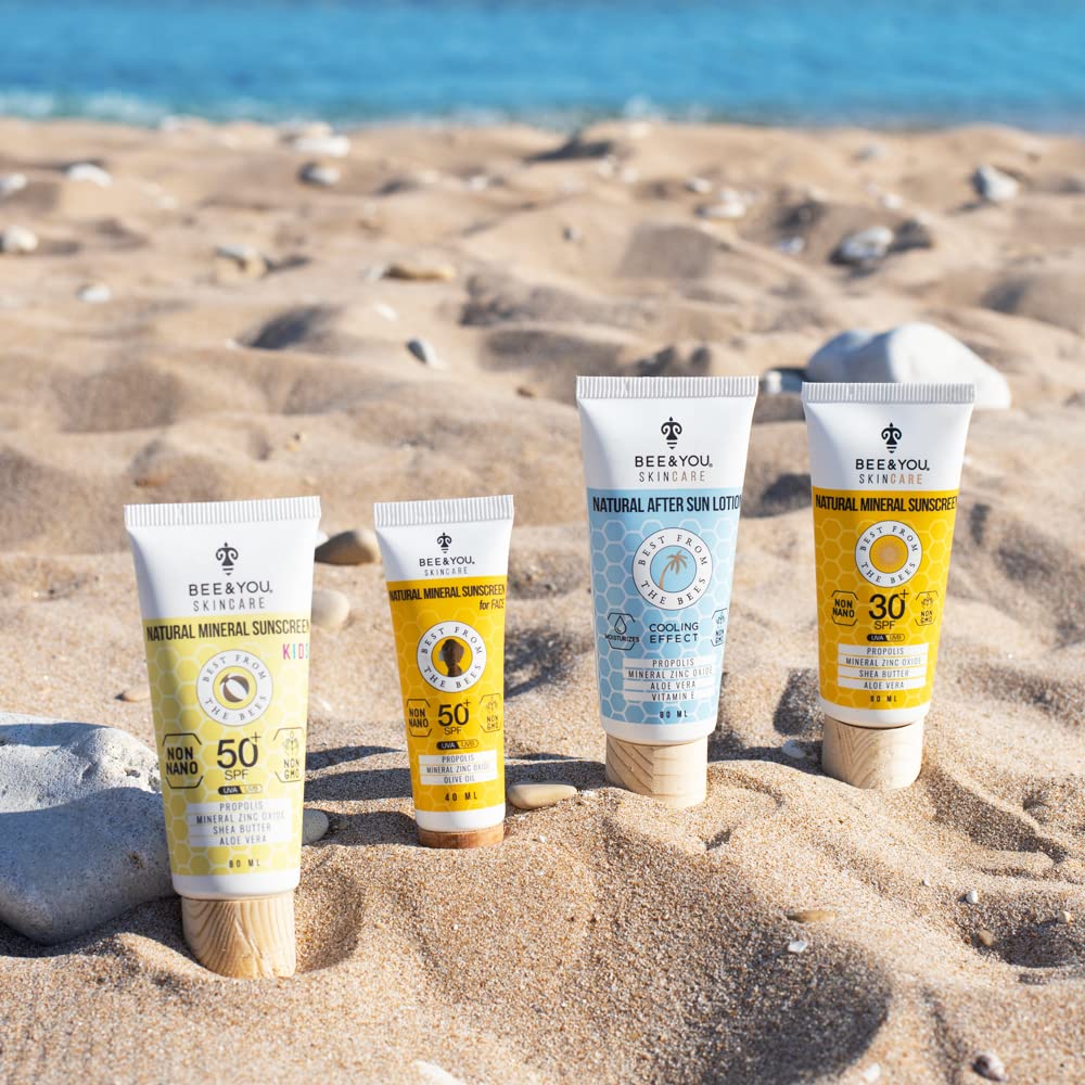 Bee and You SPF 50 Facial Sunscreen, UV Protection, Clear, Sensitive, Acne-Prone Skin, Mineral-Based Zinc Oxide, Propolis Extract, 100% Natural, Hypoallergenic, 1.35 oz