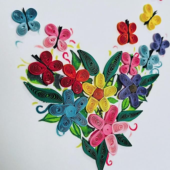 Quilling Card 3D Greeting Cards, handmade Quilling Cards birthday card, handcrafted cards for all occasions, Heart, tulip flower (Heart)