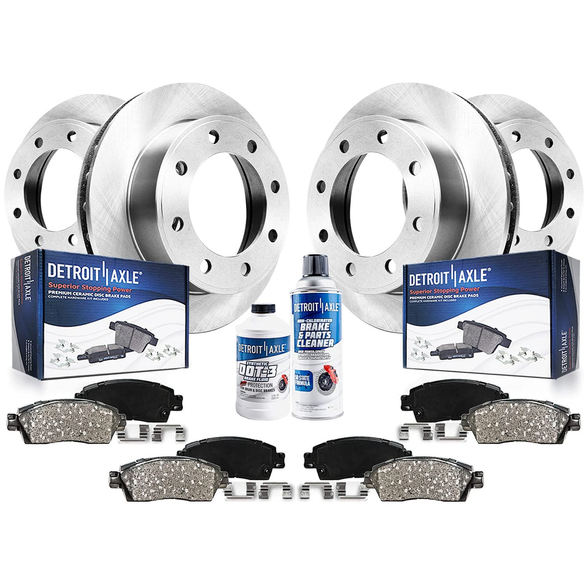 Detroit Axle - Brake Kit for 2001-2006 Chevrolet GMC Silverado Sierra 3500, 2007-2010 Silverado Sierra 3500 HD 12.8 inch Front &