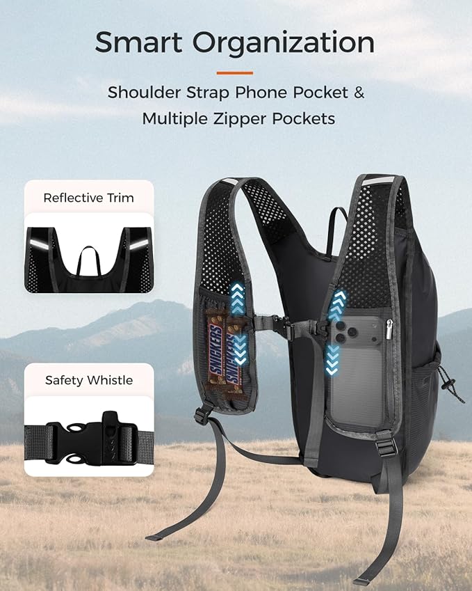 ECOHUB 15L Lightweight Packable Hiking Backpack for Travel, Small Daypack with Chest Strap & Phone Pocket, Water Resistant Foldable Backpack for Men Women