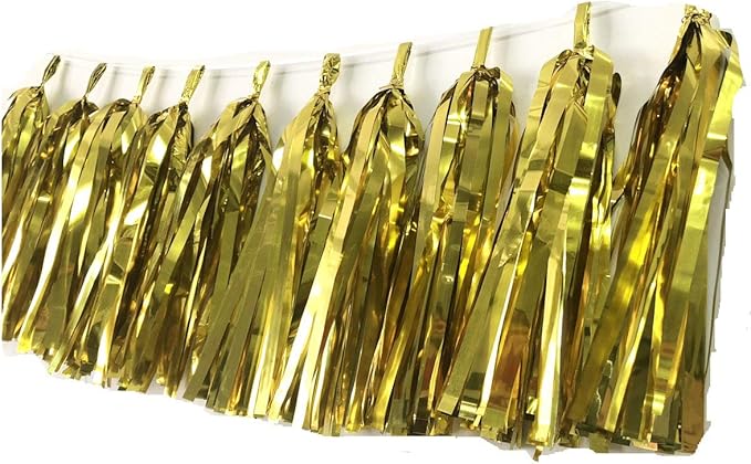 Tissue Paper Tassels Garland Banner Table Decor Party Banner Wedding Birthday Baby Shower Nursery Party Decorations Supplies (20, Gold)