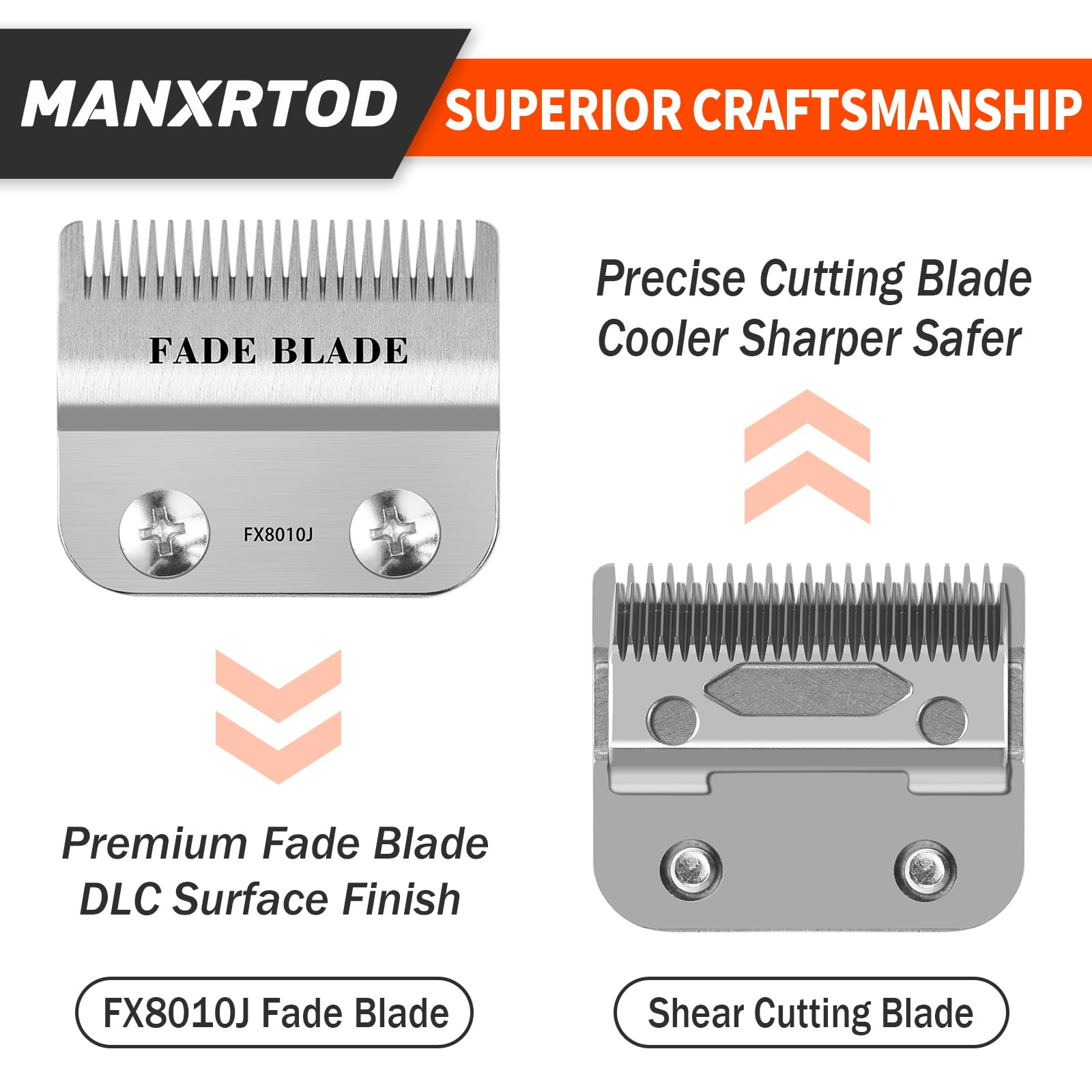 FX8010J Replacement Fade Clipper Blade Fits for BaBylissPRO FX870, FX890, FX825, FX673 Models, Stainless Steel Replacement Blade Compatible with Babyliss Clipper Blades, Silver
