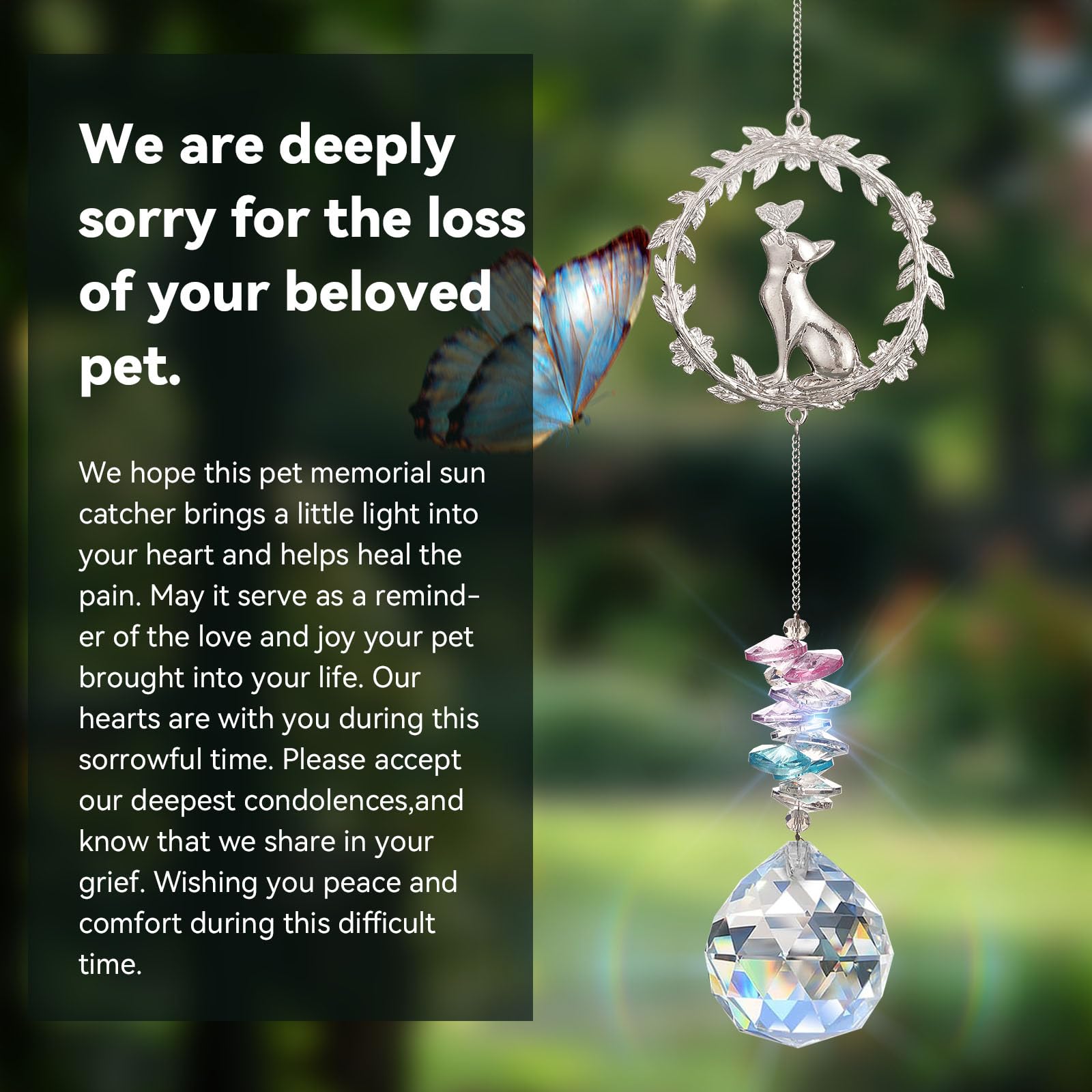 Cat Memorial Gifts for Loss of Cat, Cat Sympathy, Pet Memorial Suncatcher