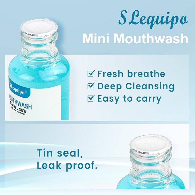 100 Travel Size Mouthwash Bulk Mini Mouthwash, Fresh Mint Portable Mouthwash Individual 1.2oz/35ml Mouthwash Bottles for Travel Toiletry Kits, Blue