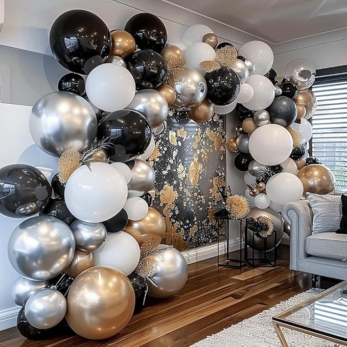 Captank Black Balloons Double Stuffed Balloon Garland Arch Kit Latex Different Size 18/12/5 inch for Birthday Graduation Anniversary Holiday New Year Halloween Ridder Star Wars Theme Party Decorations