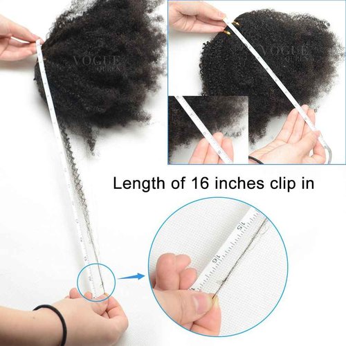 Luwigs 3B 3C Afro Kinky Curly Clip In Hair Extension Natural Color African American Brazilian Human Virgin Hair For Black Women 7pcs/set (20 Inch, 3B 3C Afro Kinky Curly)