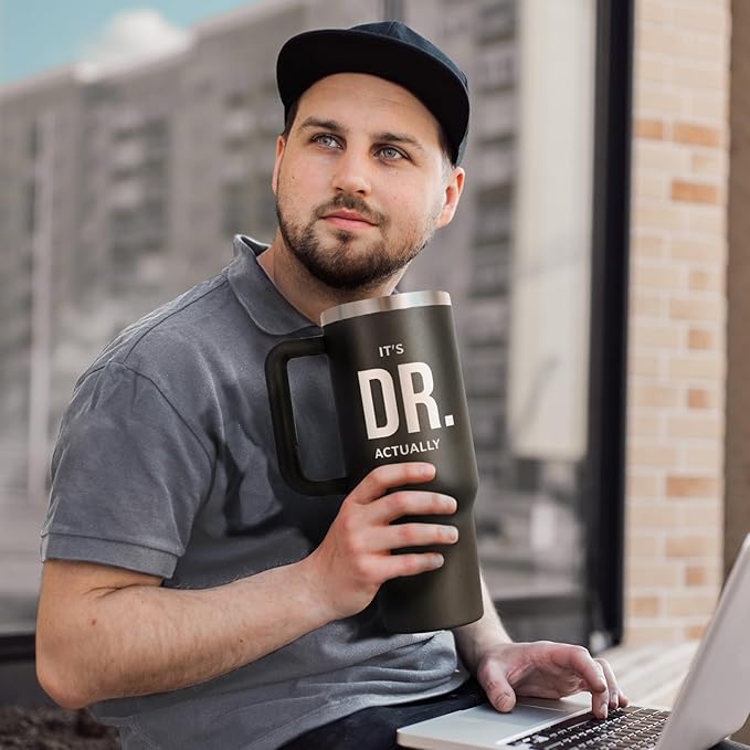 PhD Graduation Gifts Tumbler 40oz, Doctor Gifts for Men Women, Doctorate Phd Gift for Men Women, Doctoral Degree Doctorate Doctor Graduation Gift for Future Doctors Male, It's Dr Actually