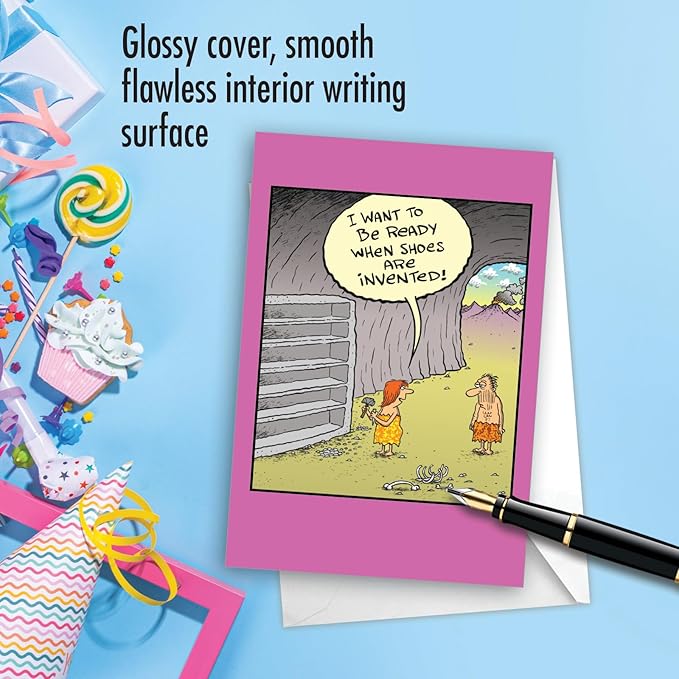 NobleWorks - 1 Funny Birthday Greeting Card w/ 5 x 7 Envelope For Men, Women - Bday Early Shoe Shelf C10654BDG