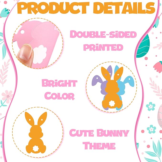 Easter Hanging Swirl Decoration 26 Pcs Easter Decoration Happy Bunny Hanging Swirl Foil Banner Garland Bunny Party Decorations Glitter Colorful Cute Party Ornaments for Ceiling Home Office Wall