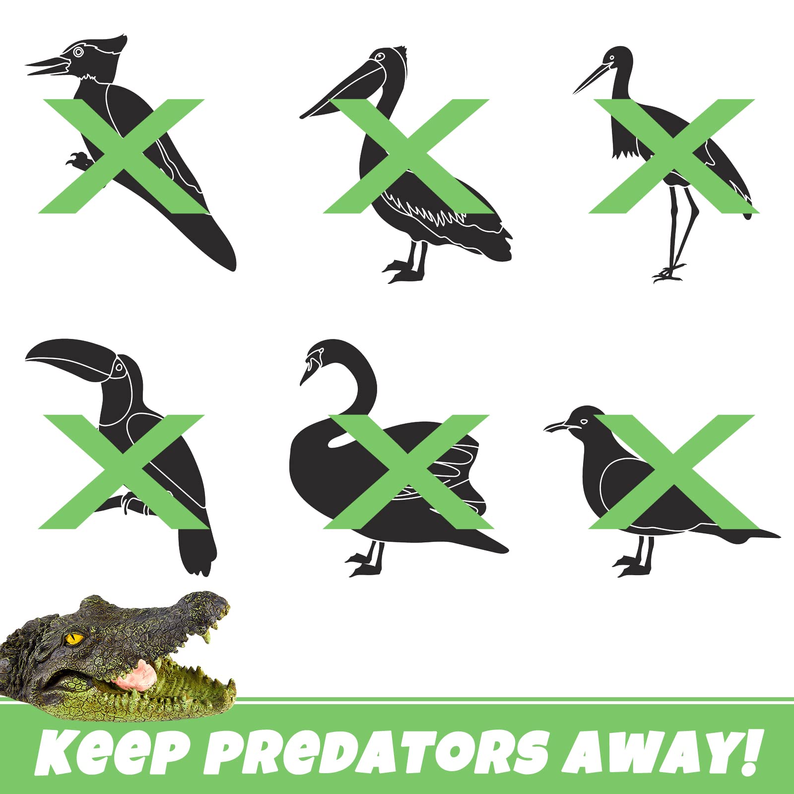 Sotiff 31.5 Inches Floating Alligator Decoy Floating Crocodile Decoy for Pool Fake Alligator Pool Float Statue Garden Animal Figurines Water Pond Decorations for Pond Outdoor Yard, Green
