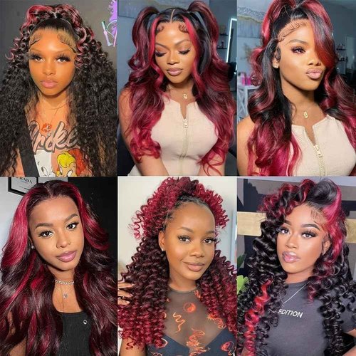 Fabimiya 20 22 24 inch Burgundy P1B/99J Deep Wave Human Hair Bundles Wine Red Human Hair Bundles Unprocessed Burgundy Soft Sewn In Hair with Double Weft for Black Women
