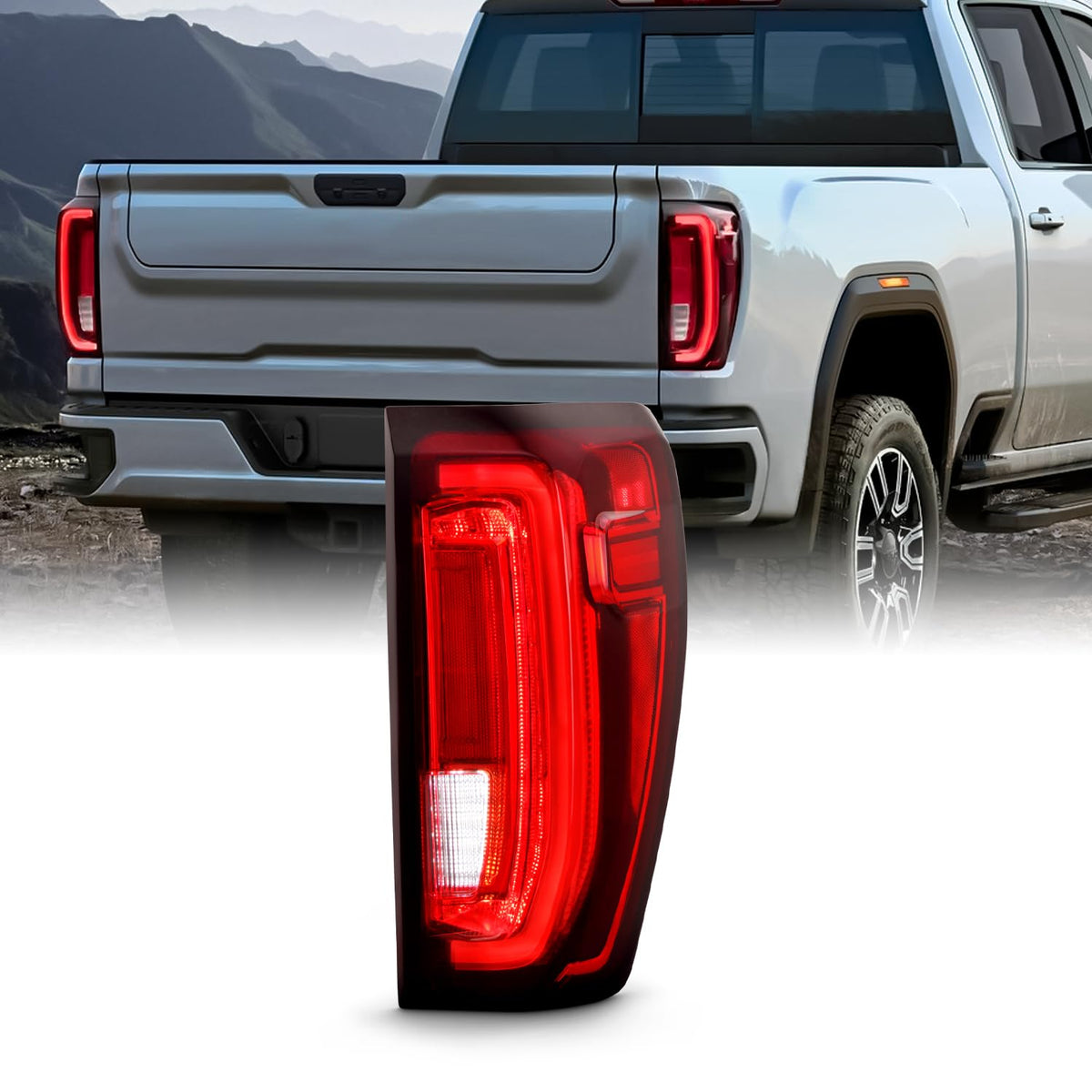 AKKON - Fit 2019-2024 GMC Sierra 19-24 1500/2500 [Full LED] Tail Light Rear w/o Signature Lamp OE Style Driver Left Side